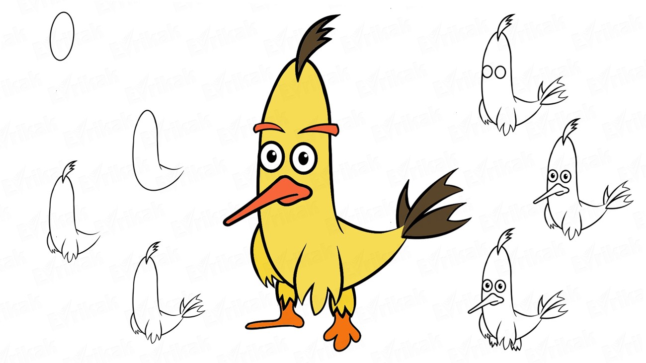 Как нарисовать Чака из мульфильма “Angry Birds”